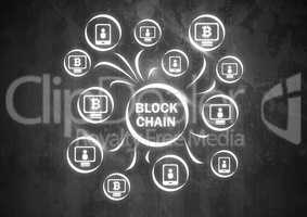 blockchain graphic icon on stone background