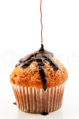 Muffin with liquid chocolate
