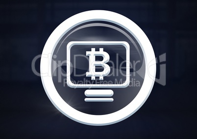 bitcoin computer graphic glass circle icon