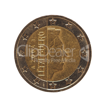 2 euro coin, European Union isolated over white