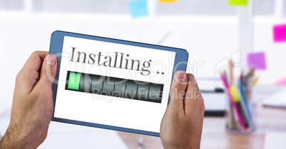 Installing progress status power bar and tablet device