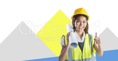 Woman Construction worker with minimal shapes