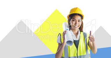 Woman Construction worker with minimal shapes