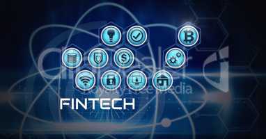 Fintech various business icons with technology