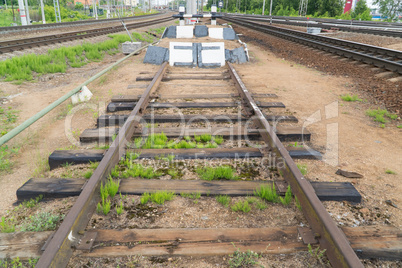 Railway impasse. The end of the railway track.