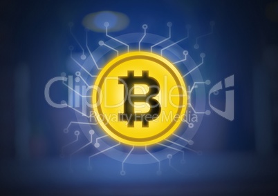 Bitcoin graphic icon with energy circuits