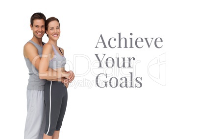 Achieve you goals text and fitness couple