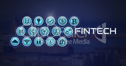 Fintech with various business icons