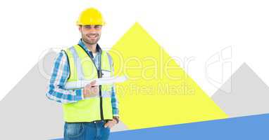 Man Construction worker with minimal shapes