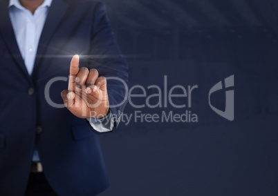 Businessman touching air light glow