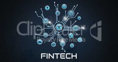 Fintech with various business icons interface