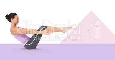 Fitness exercise woman with minimal shapes