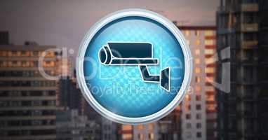Security camera icon in city