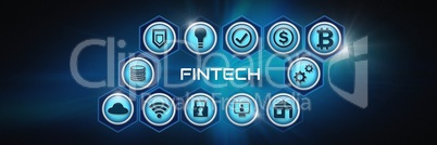 Fintech with various business icons