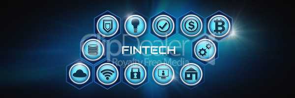 Fintech with various business icons