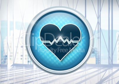 Heart pulse icon in city office