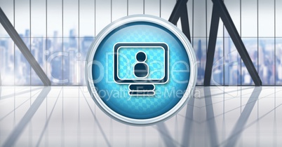 Computer profile icon in city office