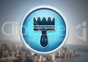 Clean brush icon in city