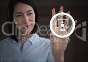 Businesswoman touching computer profile graphic icon