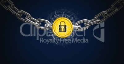 Chain holding security lock graphic icon