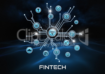 Fintech business icons connected