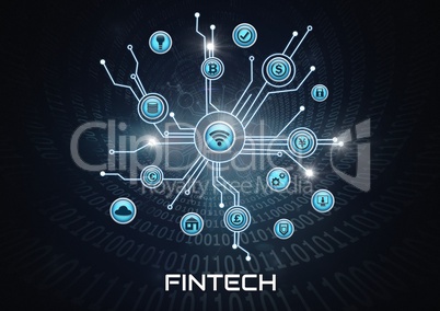 Fintech Business icons connected