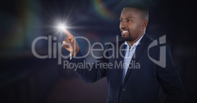 Businessman touching air glow