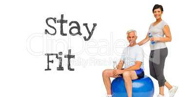 Stay fit text with fitness couple