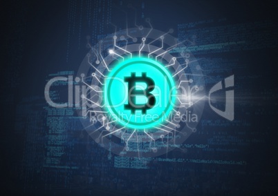 Bitcoin icon with circuit energy
