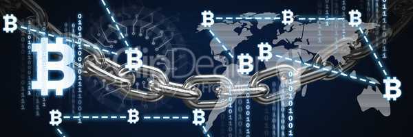 Bitcoin and Code number binary lines over chain