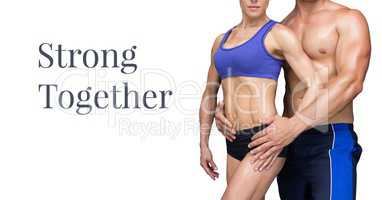 Strong together text and fitness couple