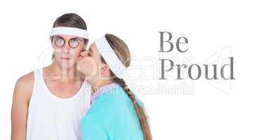 Be proud text and fitness couple