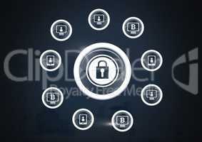 Security lock icon and device icons