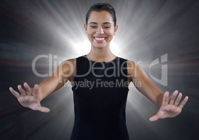 Businesswoman touching air