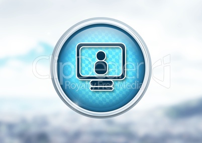 Computer profile icon in city office