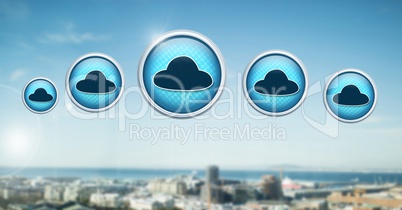 Cloud icons in city