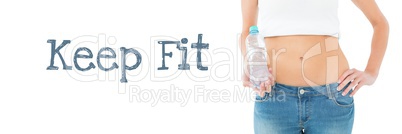 Keep fit and slim woman holding water bottle