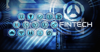 Fintech various business icons with technology