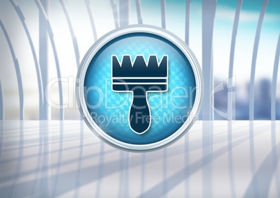 Clean brush icon in city office