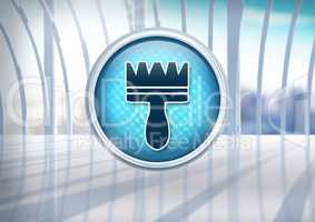 Clean brush icon in city office