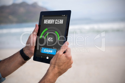 Composite image of mobile display with memory cleaner