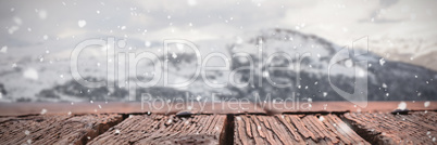 Composite image of snow falling