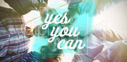 Composite image of digitally generated image of yes you can text