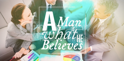 Composite image of a man is what he believes