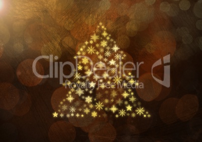 Golden Snowflake Christmas tree pattern shape