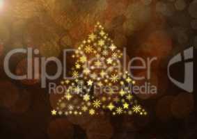 Golden Snowflake Christmas tree pattern shape