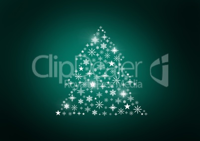 Snowflake Christmas tree pattern shape glowing green