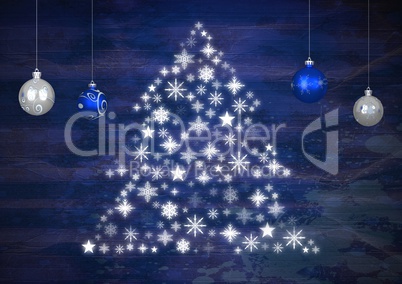 Christmas bauble decorations and Snowflake Christmas tree pattern shape