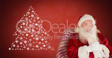 Santa sitting down and Snowflake Christmas tree pattern shape