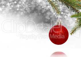 Christmas bauble decoration and Snowflake Christmas pattern and blank space